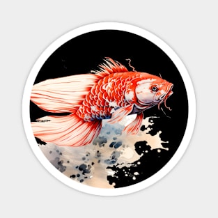 Magical Koi: Perseverance and Prosperity on a Dark Background Magnet